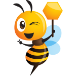 pszczoła trzymająca plaster miodu na patyku