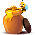 pszczoła nabierająca miodu ze słoika